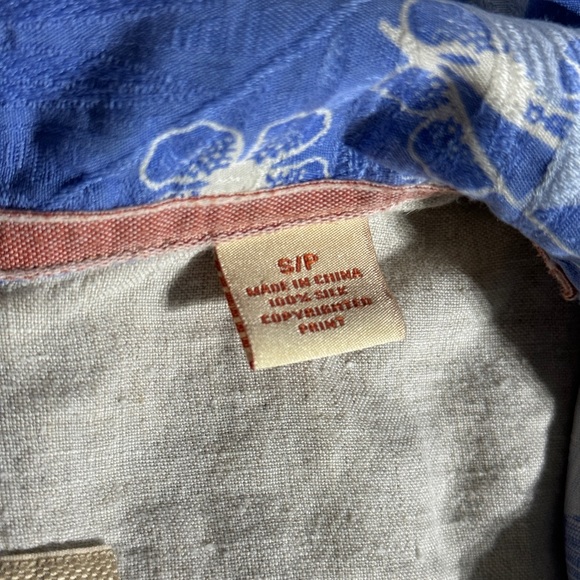 Tommy Bahama Silk Shirt Mens Medium Blue Floral Tropic Island Print Short Sleeve - Picture 7 of 10